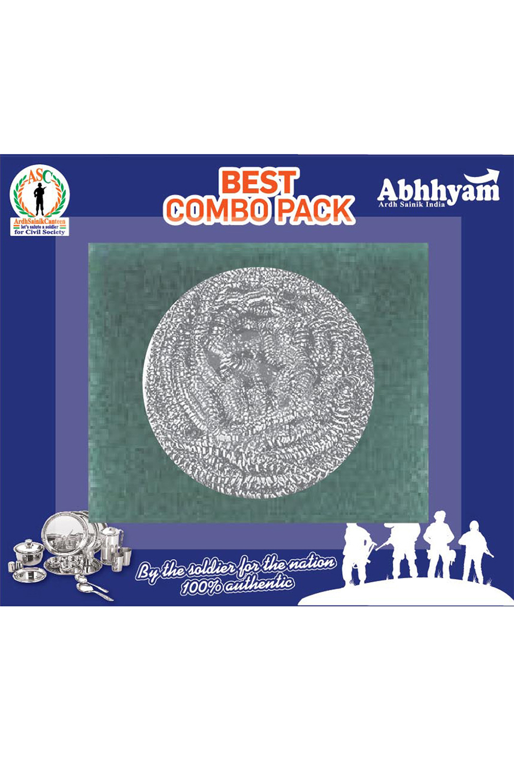 Ardh Sainik India Best Combo Pack Sheet (Scrub Pad 3.5X3.5 Inch, Juna 15Gms)